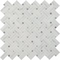 Msi Carrara White Basketweave SAMPLE Polished Marble Mesh-Mounted Mosaic Tile ZOR-MD-0439-SAM